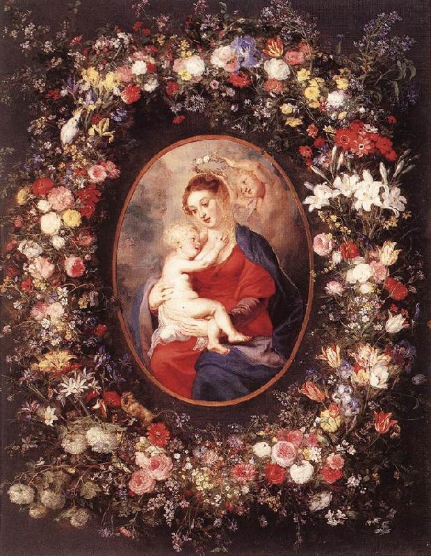 RUBENS, Pieter Pauwel The Virgin and Child in a Garland of Flower Germany oil painting art